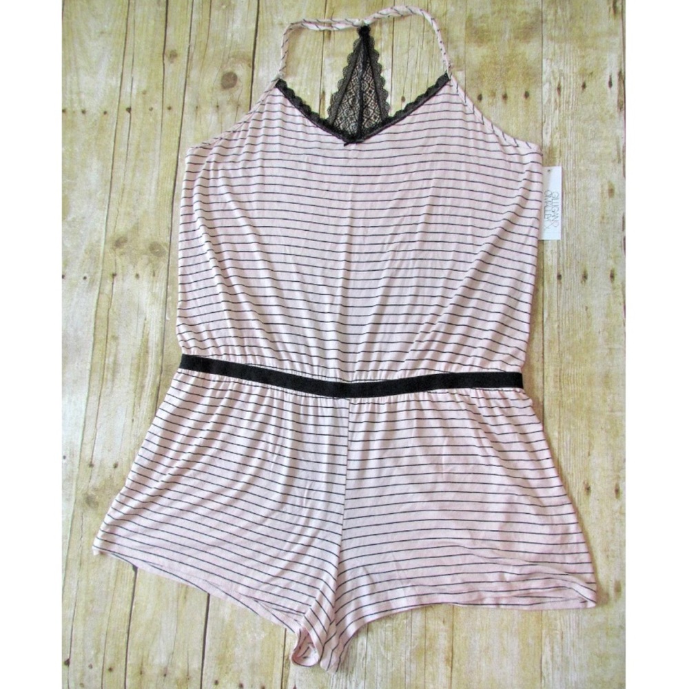 Gilligan & OMalley Plus Striped Sleepwear Romper